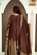 Load image into Gallery viewer, Banarasi Anarkali with Pants & Stylish Dupatta | Elegant Women's Ethnic Wear