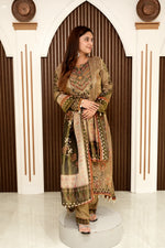 Load image into Gallery viewer, A-Line Printed Pakistani Frock Set with Pants & Designer Dupatta | Elegant Women's Ethnic Wear