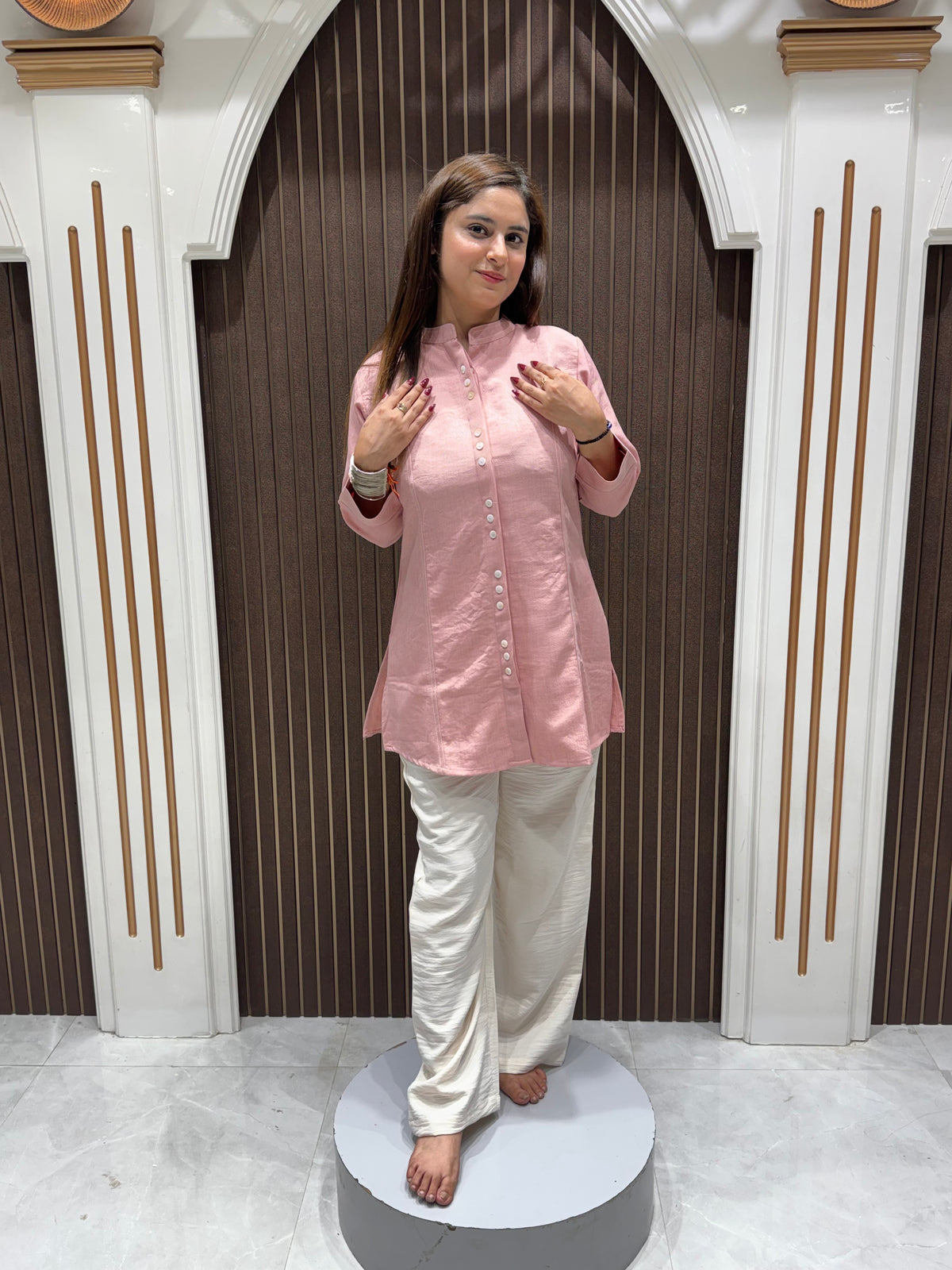 Women's premium cotton pink co ord set | stylish cotton two piece outfit