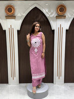 Load image into Gallery viewer, Women's Pink Cotton Embroidered Co-Ord Set | Premium Cotton Kurta Pant Set