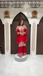 Load image into Gallery viewer, RED SPECIAL CHINON GARARA SUIT | ELEGANT WOMEN'S ETHNIC WEAR
