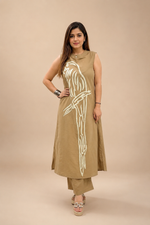 Load image into Gallery viewer, Women's Brown Cotton Printed Co-Ord Set | Premium Cotton Kurta Pant Set
