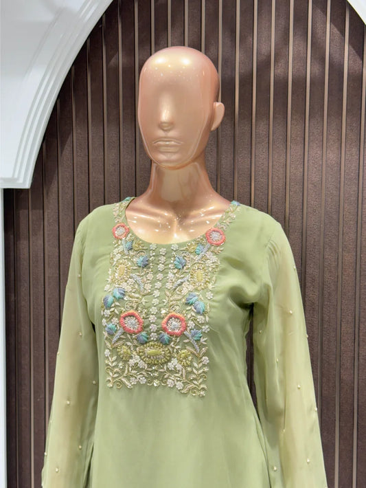 Olive Zardosi Georgette Cord Set