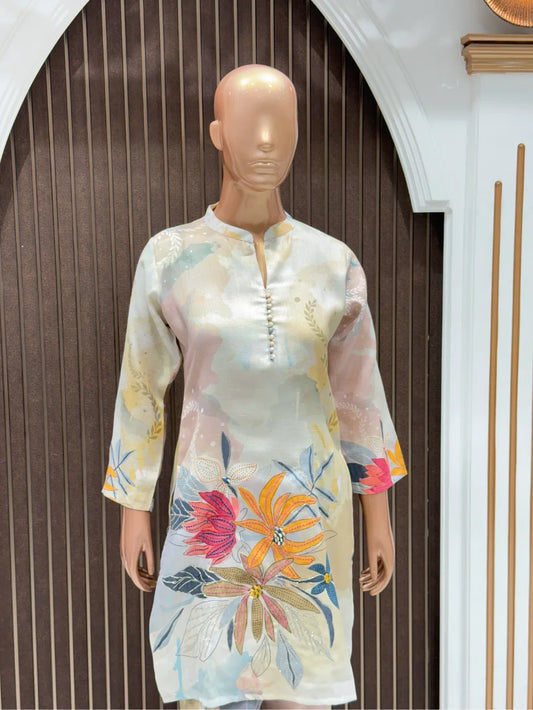 Pastel Petals Khadi Cotton Cord Set