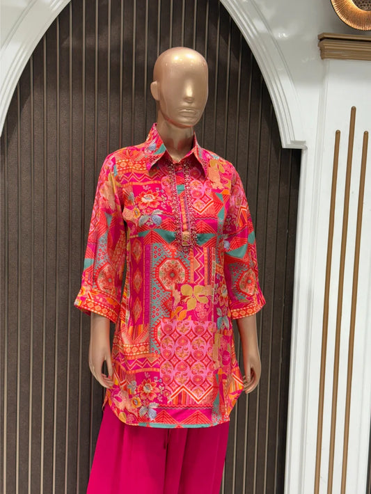 Rosé Afghani Chinon Printed Cord Set