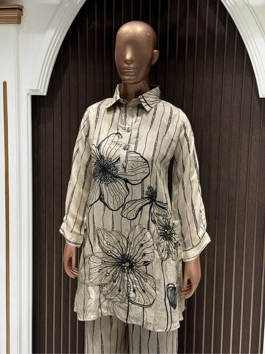 Natural Bloom Muslin Handwork Cord Set
