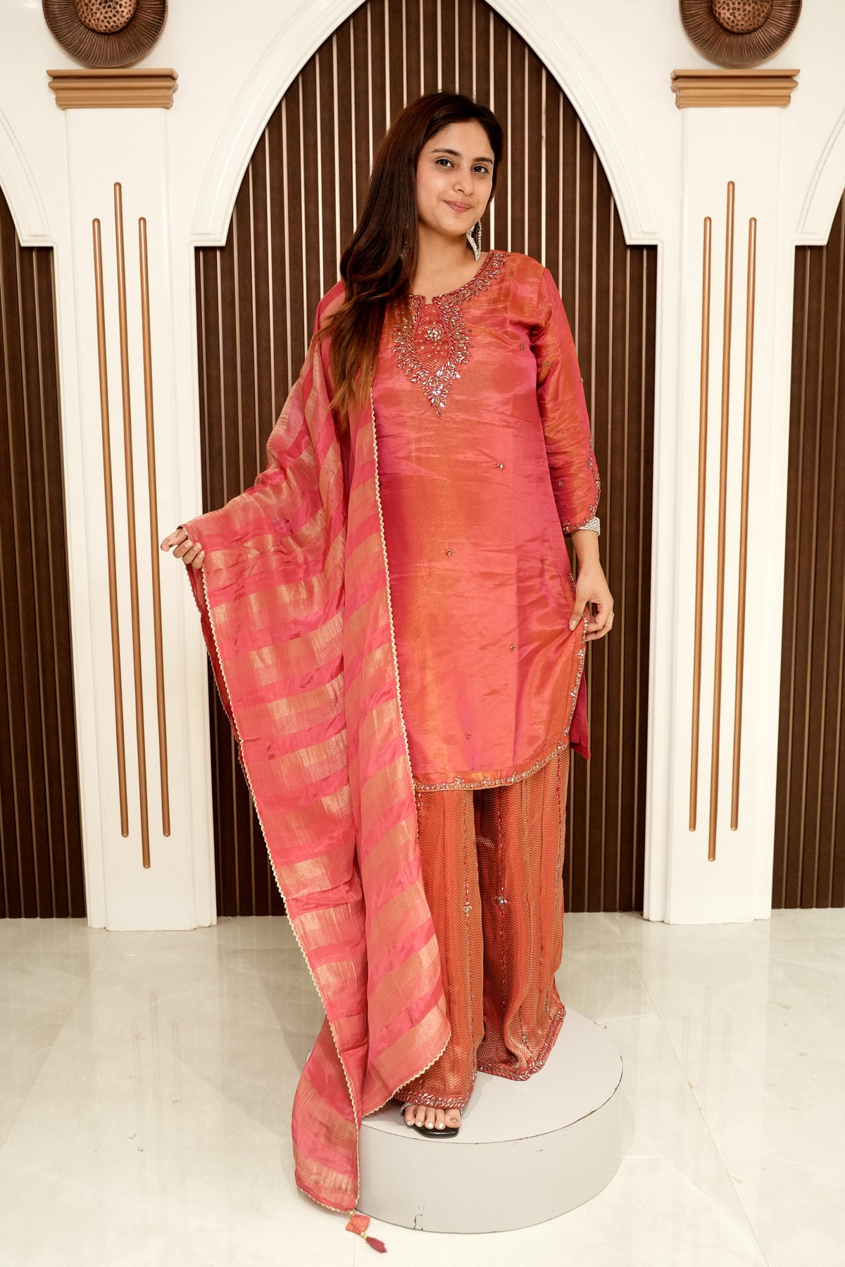 Handwork palazzo with shimmer shirt and designer duppata | elegant women's ethnic wear