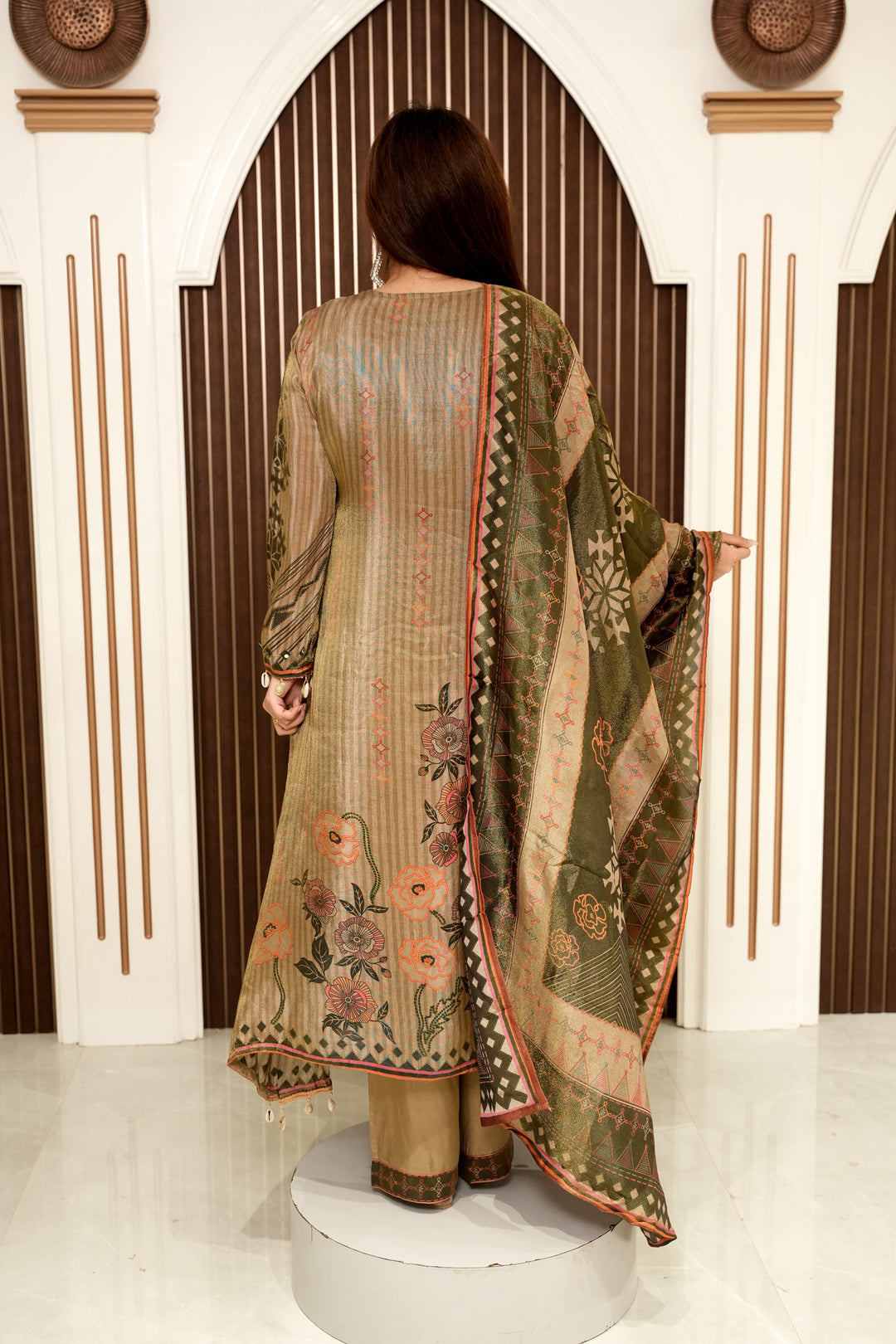 A-Line Printed Pakistani Frock Set with Pants & Designer Dupatta | Elegant Women's Ethnic Wear