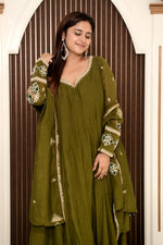 Load image into Gallery viewer, Mull Cotton Anarkali Suit with Handwork Sleeves | Elegant Women's Ethnic Wear
