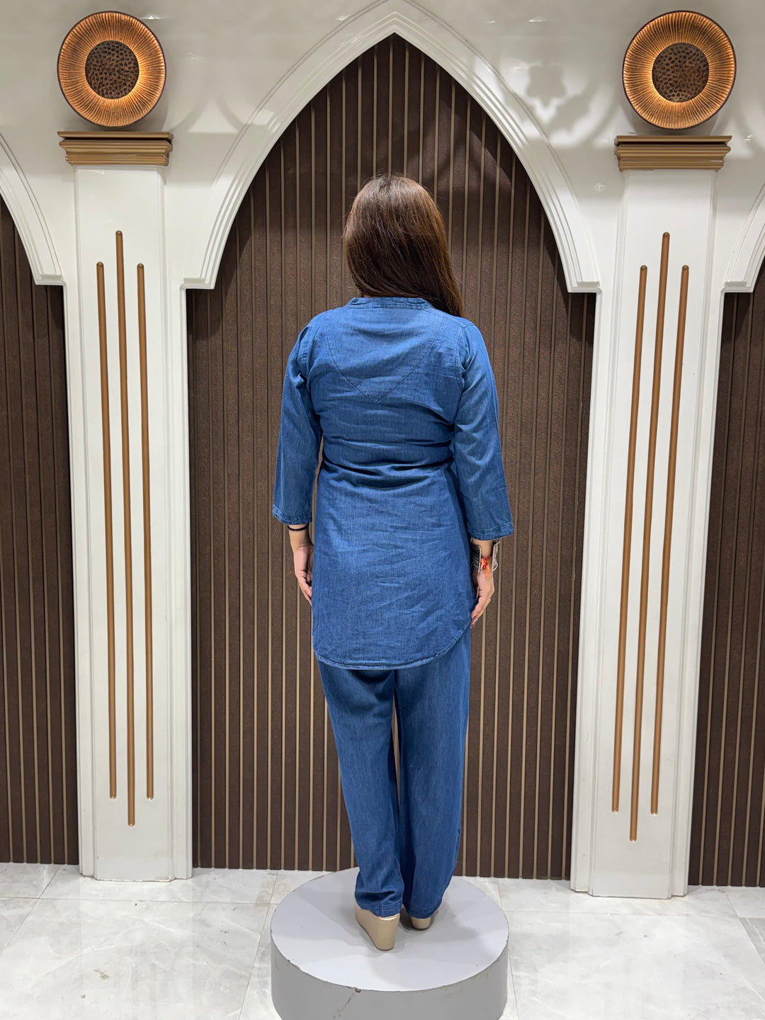 Women's Denim Cotton Embroidered Co-Ord Set | Premium Casual Wear