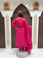 Load image into Gallery viewer, Elegant Cotton A-Line Anarkali Suit Set with Resham Embroidery
