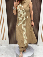 Load image into Gallery viewer, Women's Brown Cotton Printed Co-Ord Set | Premium Cotton Kurta Pant Set
