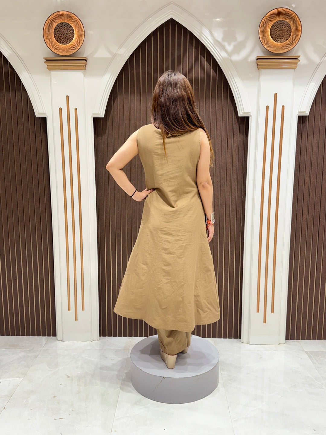 Women's Brown Cotton Printed Co-Ord Set | Premium Cotton Kurta Pant Set
