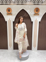 Load image into Gallery viewer, Cotton Embroidered Anarkali Suit Set with Dupatta – Off White | Elegant Ethnic Wear for Women
