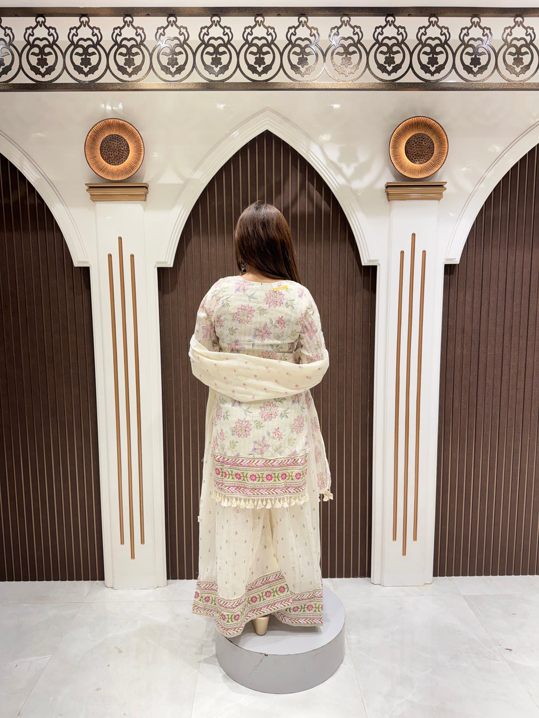 Cotton Embroidered Anarkali Suit Set with Dupatta – Off White | Elegant Ethnic Wear for Women