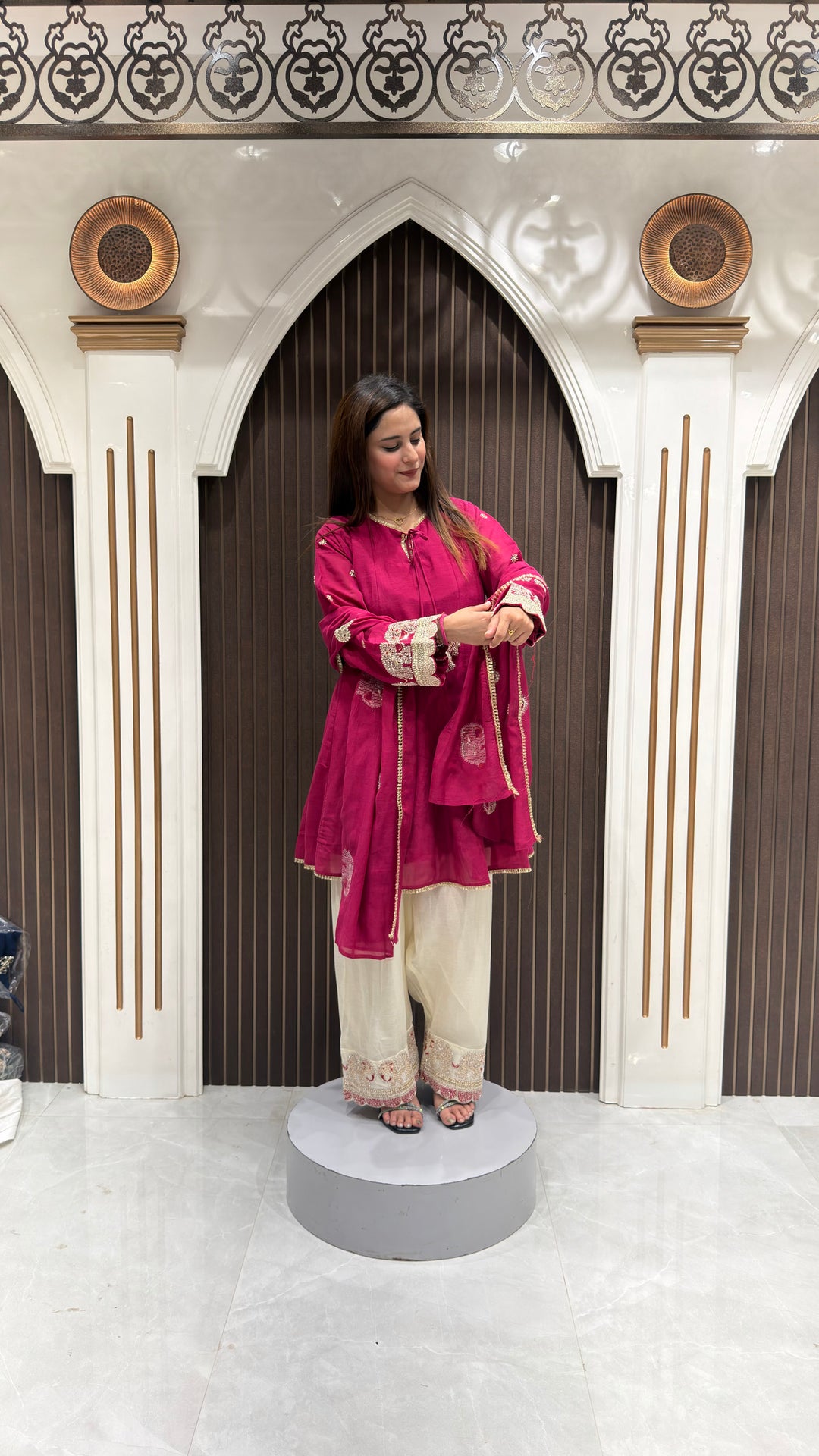 DESIGNER HANDWORK FARSHI SUIT WITH DESIGNER DUPATTA | ELEGANT WOMEN'S ETHNIC WEAR