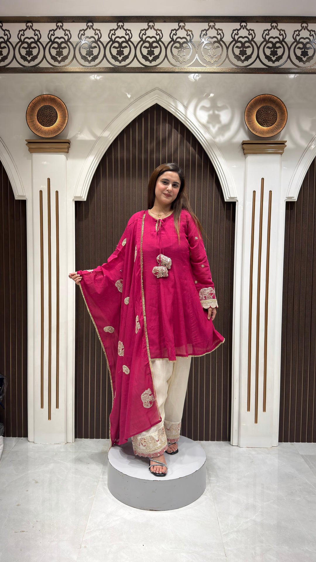DESIGNER HANDWORK FARSHI SUIT WITH DESIGNER DUPATTA | ELEGANT WOMEN'S ETHNIC WEAR
