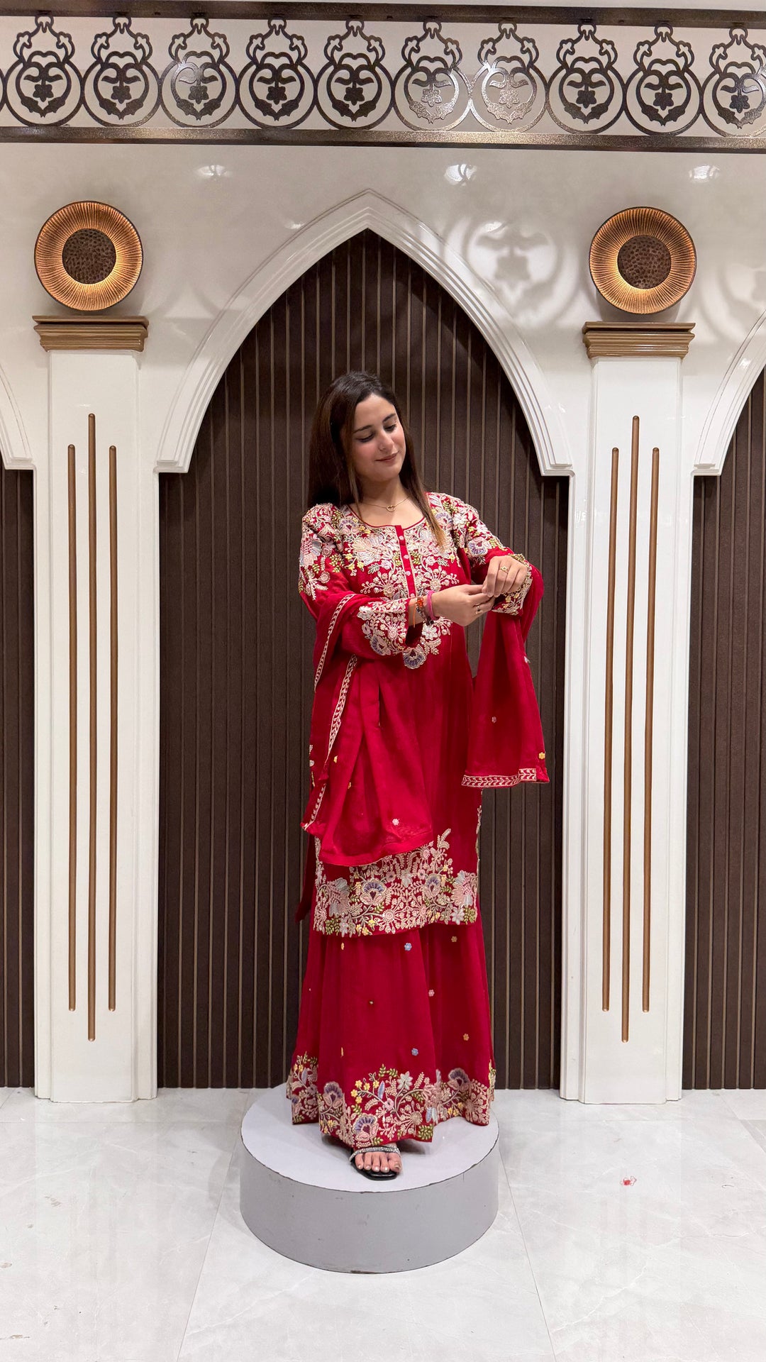 RED SPECIAL CHINON GARARA SUIT | ELEGANT WOMEN'S ETHNIC WEAR