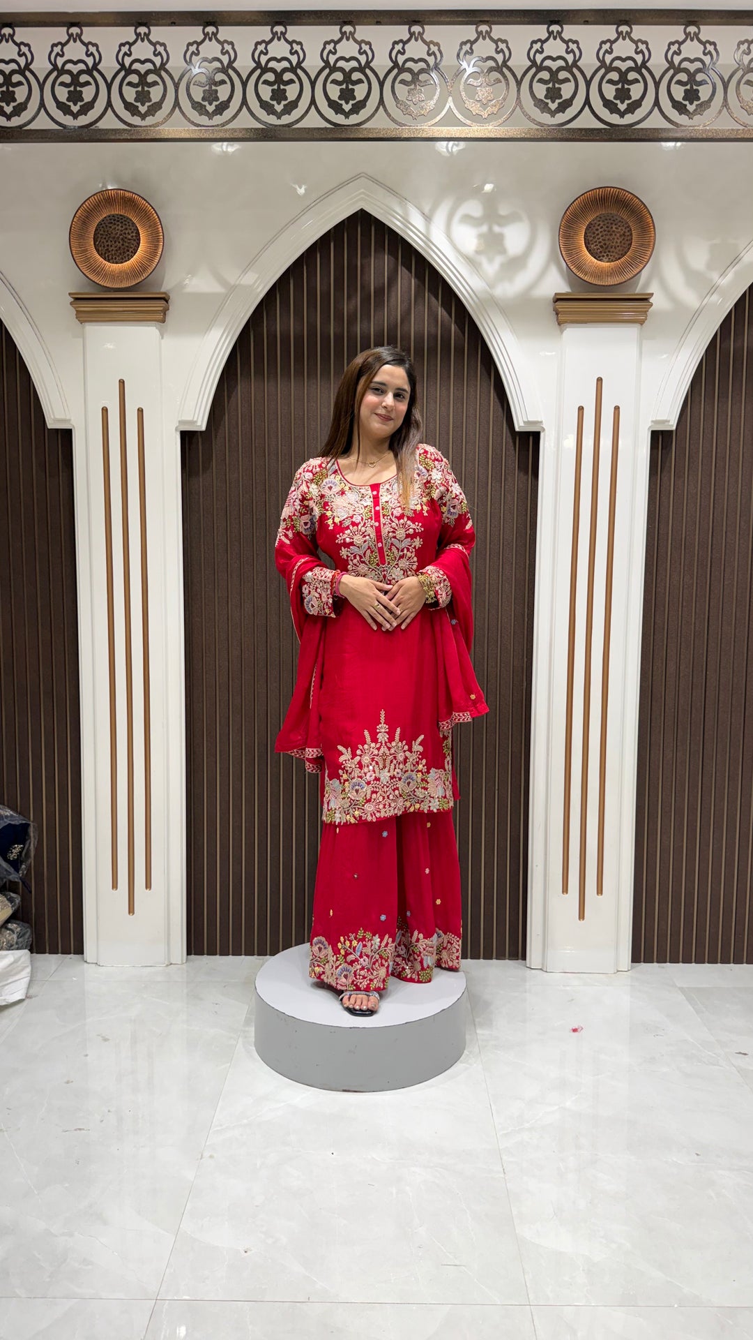 RED SPECIAL CHINON GARARA SUIT | ELEGANT WOMEN'S ETHNIC WEAR