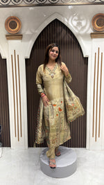Load image into Gallery viewer, PRINTED SHIMMER FABRIC SUIT WITH STYLISH WORK | ELEGANT WOMEN'S ETHNIC WEAR
