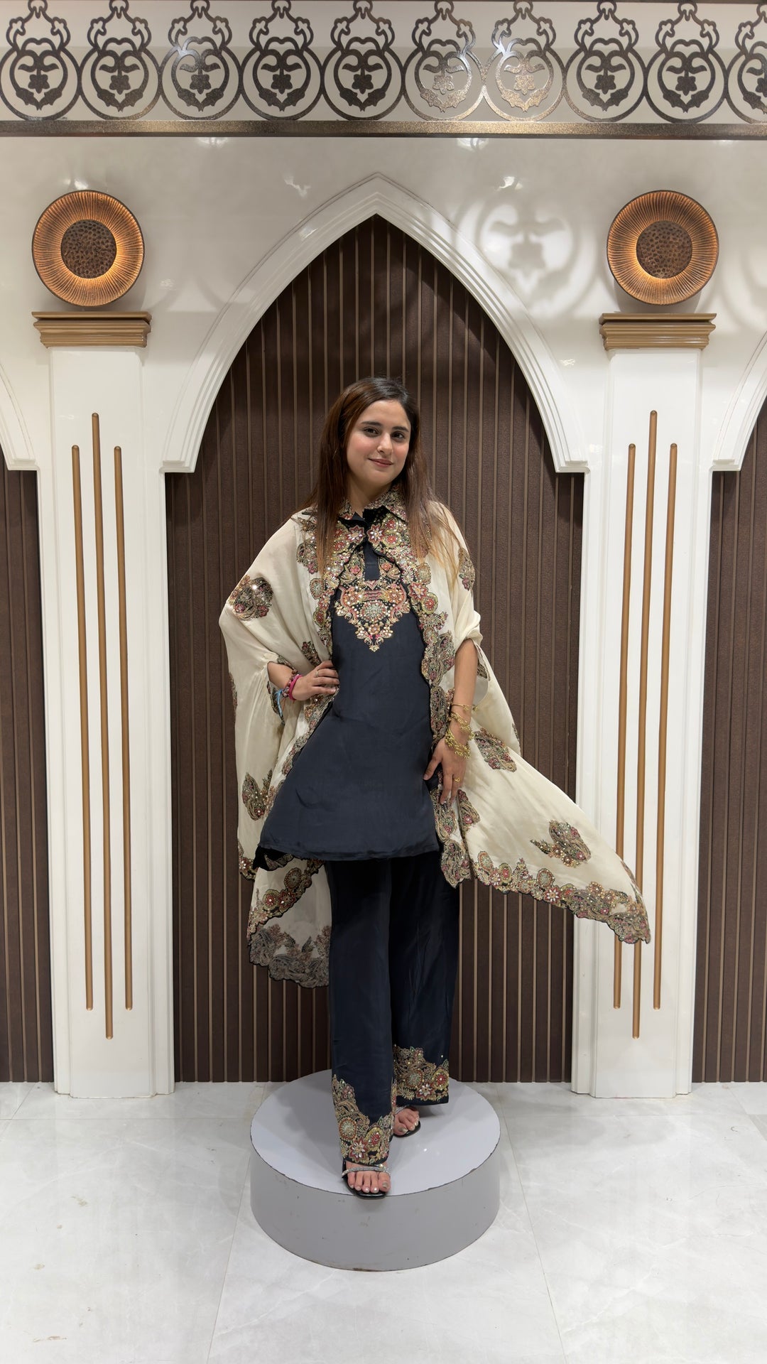 Designer Cord-Set with Printed Shrug | Elegant Women's Ethnic Wear