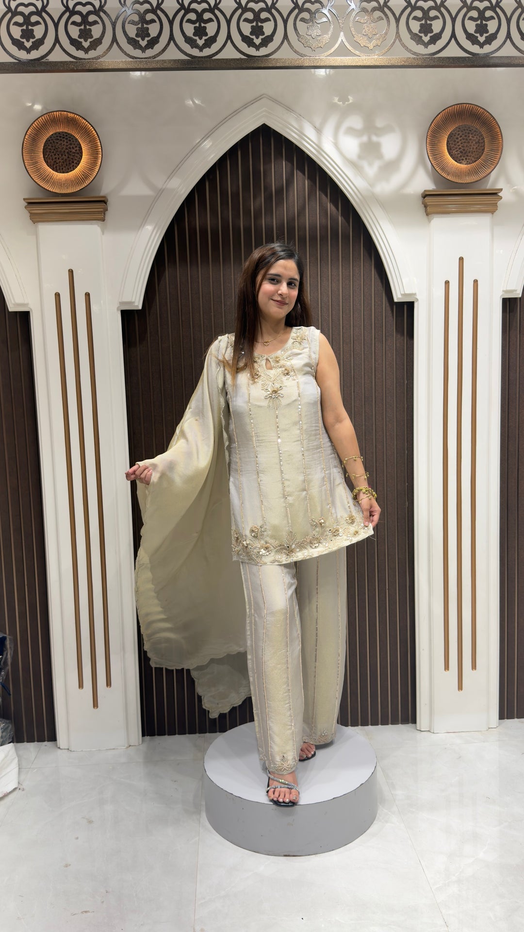 Designer Handwork Suit with Sleeves | Elegant Women's Ethnic Wear