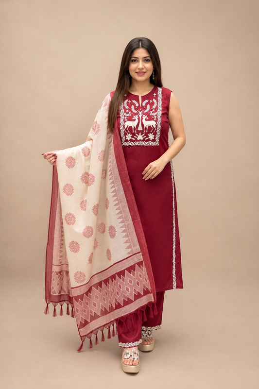 Cotton Designer Readymade Suit Set