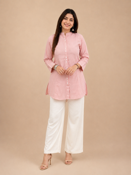 Women's Premium Cotton Pink Co-Ord Set | Stylish Cotton Two-Piece Outfit