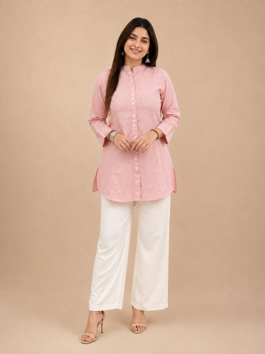 Women's Premium Cotton Pink Co-Ord Set | Stylish Cotton Two-Piece Outfit