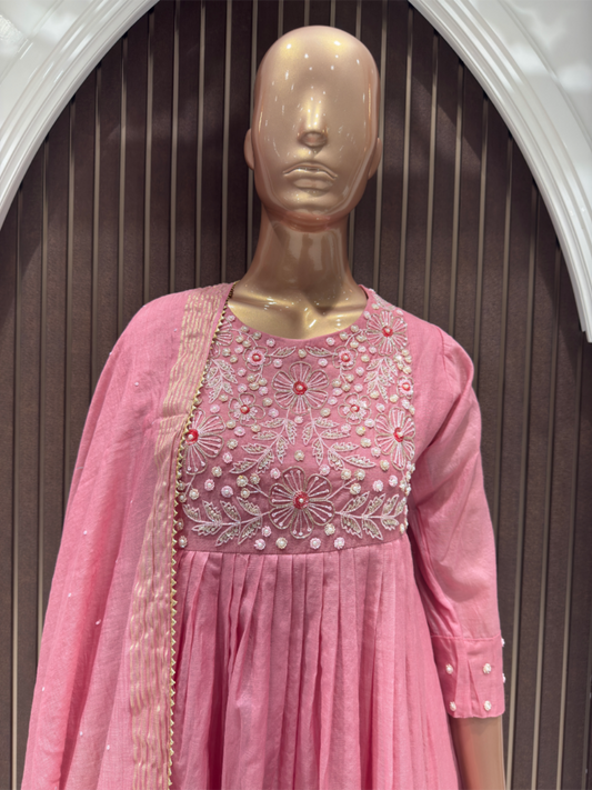 Graceful Pink Crush Silk Anarkali Suit