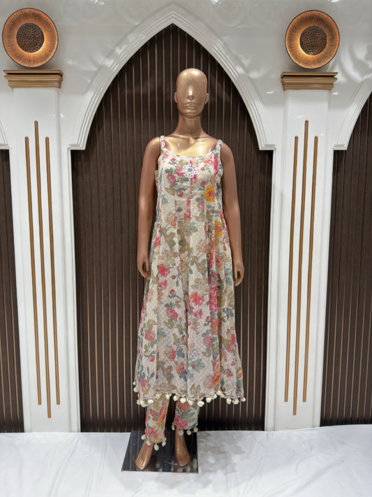 Elegant Floral Georgette Anarkali Suit with Dupatta