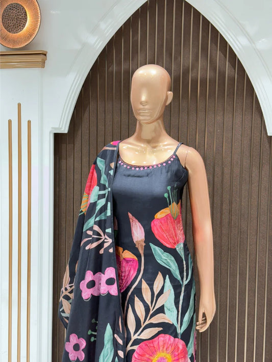 Midnight Bloom Roman Kurta Set